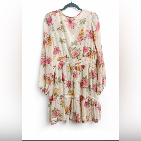Anthropologie The Somerset by Maeve Mini Dress Long Sleeve XL Floral Dress Boho - Picture 3 of 14